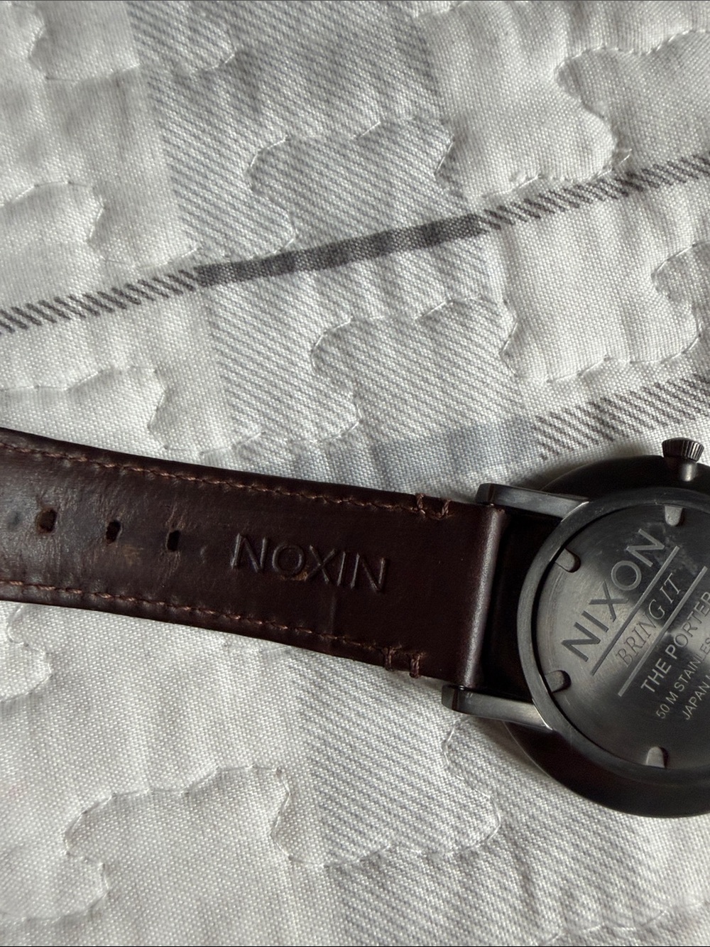 Nixon Red Sunburst Dial Watch with Brown Leather Band - Picture 6 of 11